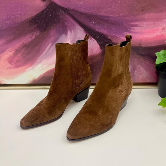 Veronica Beard Alina 50MM Suede Booties in Brown 7.5 - Picture 4 of 16